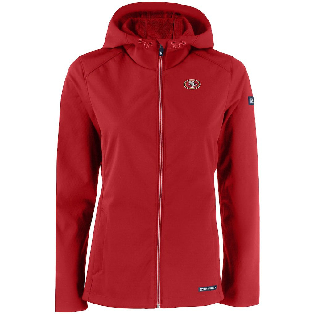 San Francisco 49ers Cutter & Buck Women's Evoke Eco Softshell Recycled Full-Zip Hooded Jacket | NFL New
