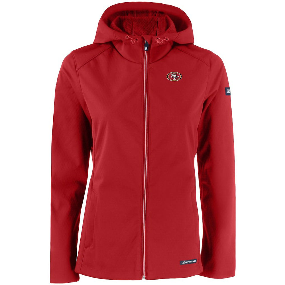 San Francisco 49ers Cutter & Buck Women's Evoke Eco Softshell Recycled Full-Zip Hooded Jacket | NFL New