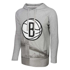 Heather Gray Brooklyn Nets Stadium Essentials Atrium Raglan Long Sleeve Hoodie T-Shirt | NBA