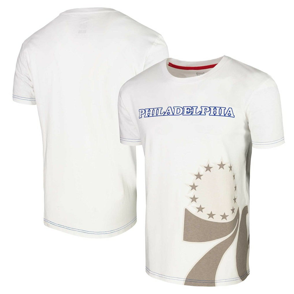 White Philadelphia 76ers Stadium Essentials Unisex Scoreboard T-Shirt | NBA