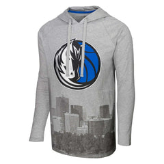 Heather Gray Dallas Mavericks Stadium Essentials Atrium Raglan Long Sleeve Hoodie T-Shirt sale | NBA