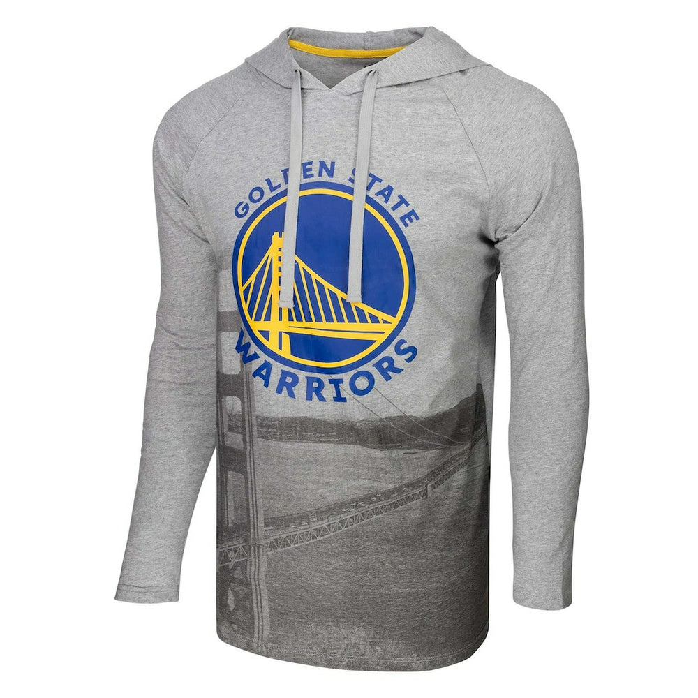 Heather Gray Golden State Warriors Stadium Essentials Atrium Raglan Long Sleeve Hoodie T-Shirt sale | NBA