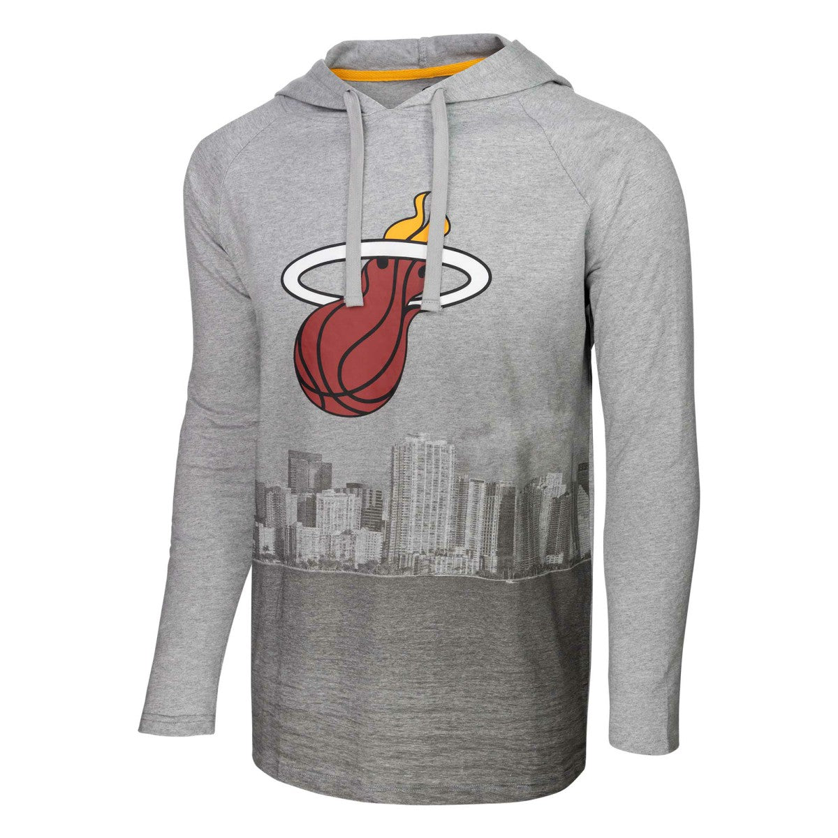 Heather Gray Miami Heat Stadium Essentials Atrium Raglan Long Sleeve Hoodie T-Shirt | NBA