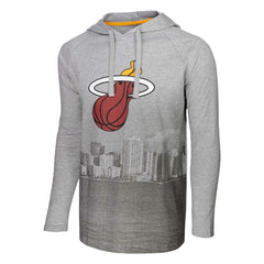 Heather Gray Miami Heat Stadium Essentials Atrium Raglan Long Sleeve Hoodie T-Shirt | NBA