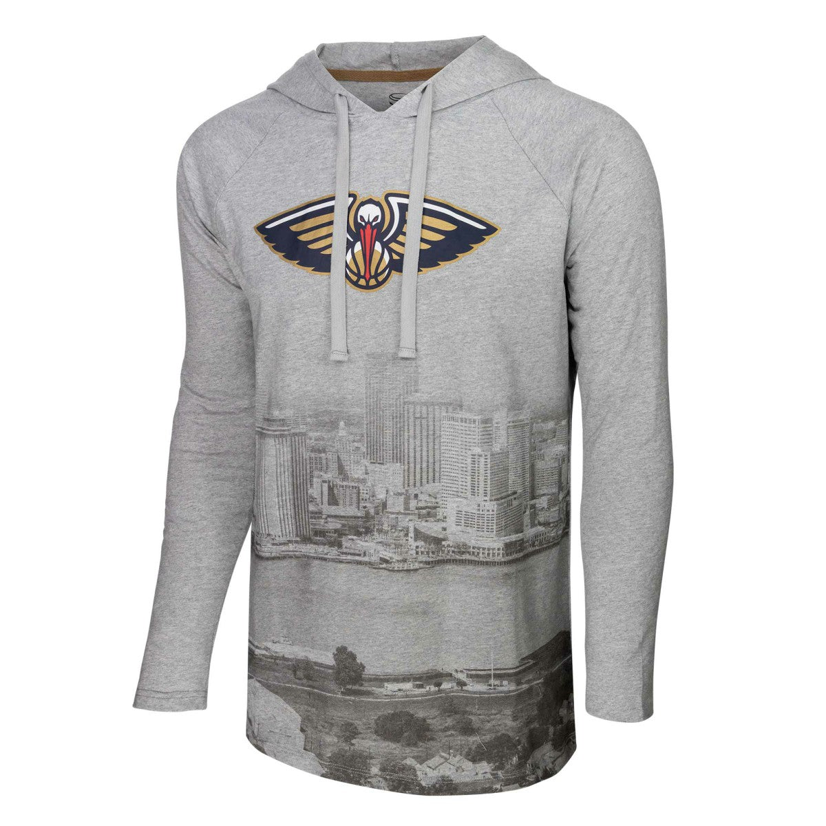 Heather Gray New Orleans Pelicans Stadium Essentials Atrium Raglan Long Sleeve Hoodie T-Shirt | NBA