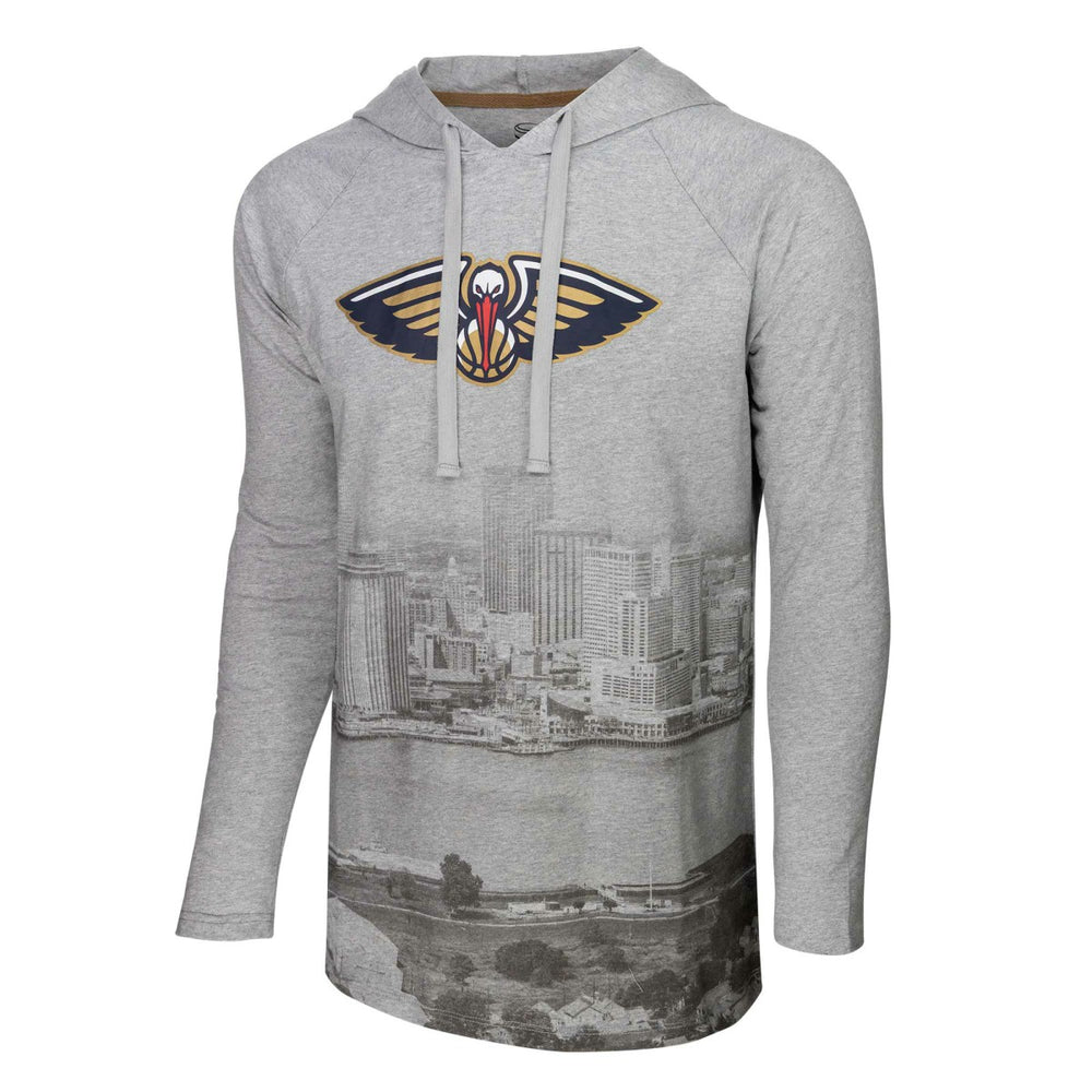 Heather Gray New Orleans Pelicans Stadium Essentials Atrium Raglan Long Sleeve Hoodie T-Shirt | NBA