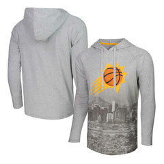 Heather Gray Phoenix Suns Stadium Essentials Atrium Raglan Long Sleeve Hoodie T-Shirt | NBA