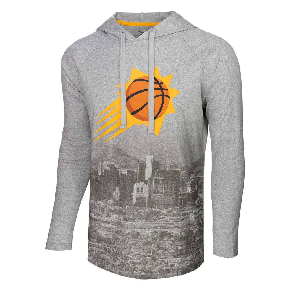 Heather Gray Phoenix Suns Stadium Essentials Atrium Raglan Long Sleeve Hoodie T-Shirt | NBA