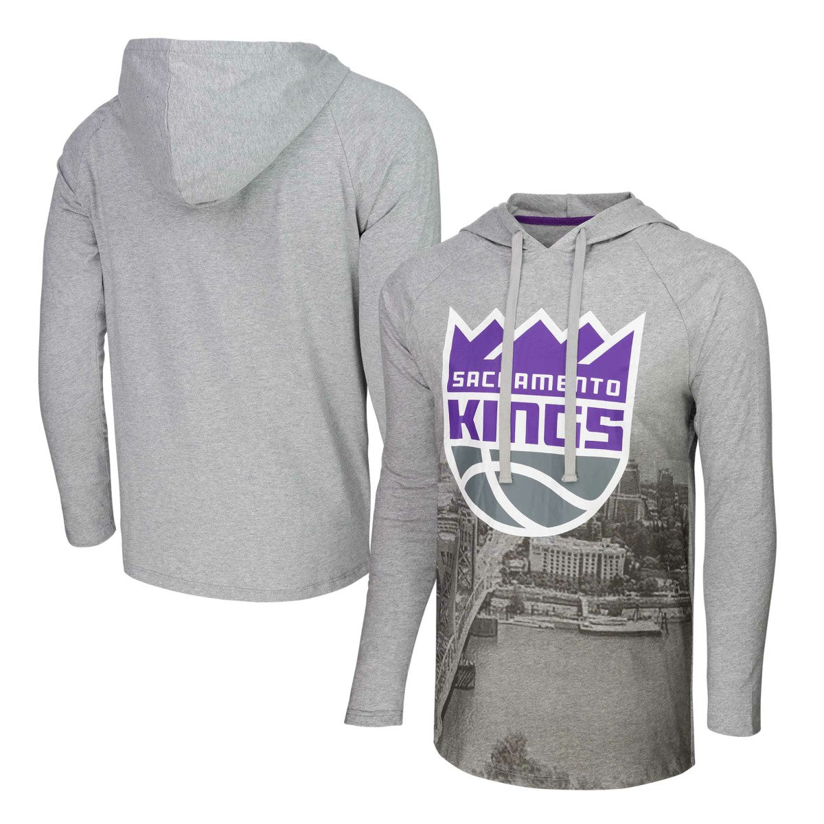 Heather Gray Sacramento Kings Stadium Essentials Atrium Raglan Long Sleeve Hoodie T-Shirt | NBA