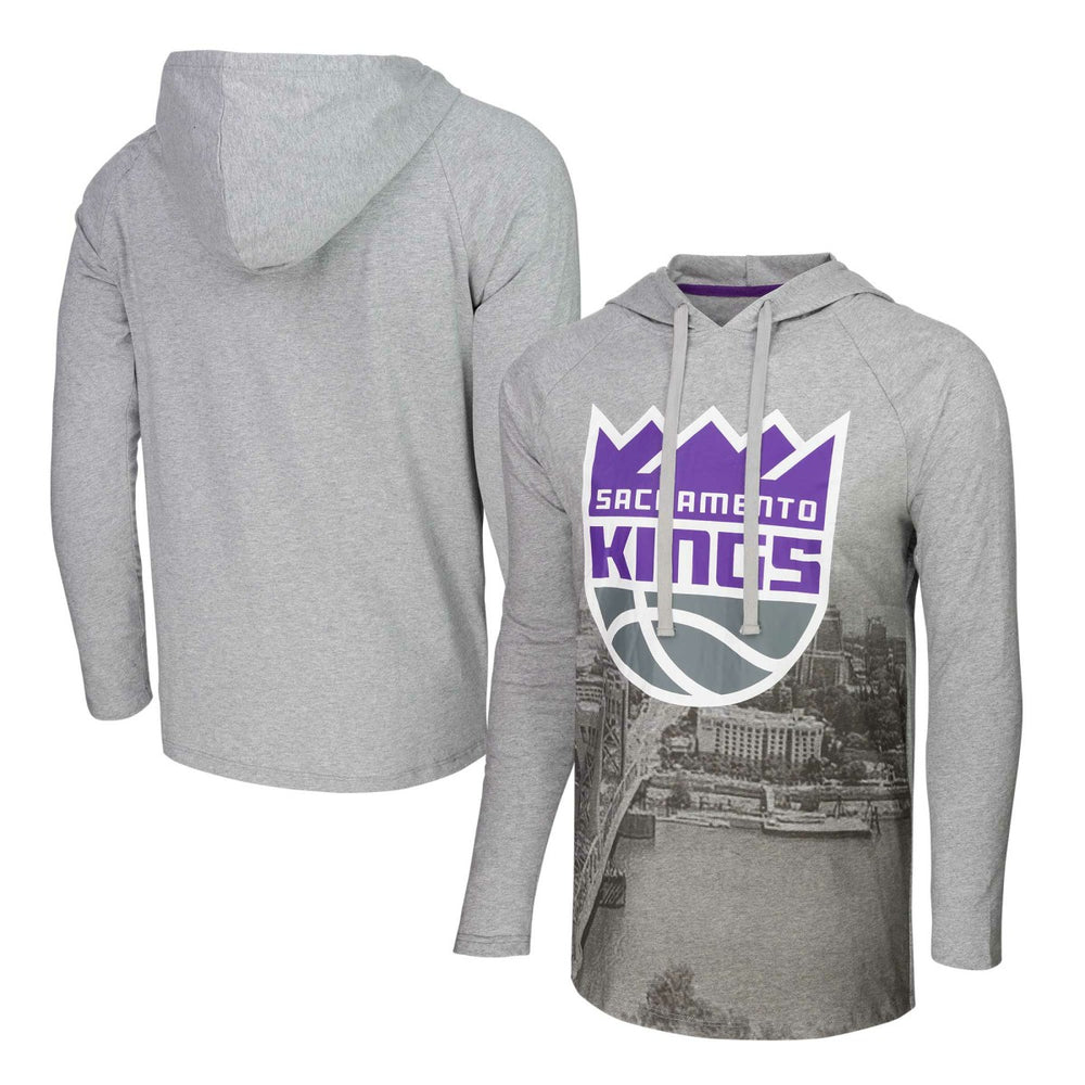 Heather Gray Sacramento Kings Stadium Essentials Atrium Raglan Long Sleeve Hoodie T-Shirt | NBA