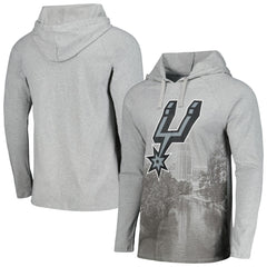 Heather Gray San Antonio Spurs Stadium Essentials Atrium Raglan Long Sleeve Hoodie T-Shirt | NBA