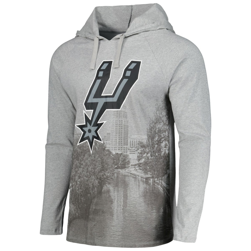 Heather Gray San Antonio Spurs Stadium Essentials Atrium Raglan Long Sleeve Hoodie T-Shirt | NBA