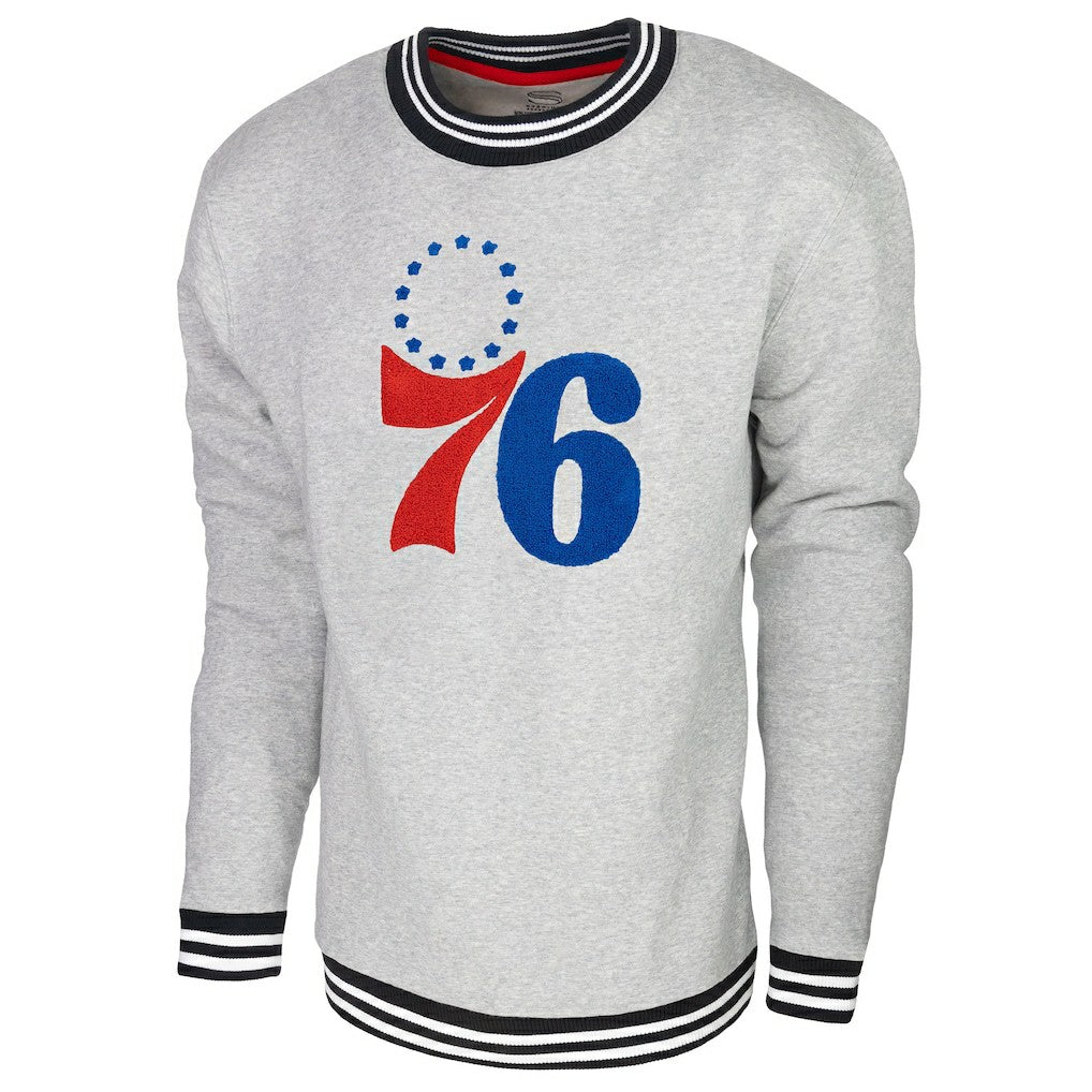 Heather Gray Philadelphia 76ers Stadium Essentials Club Level Pullover Sweatshirt | NBA