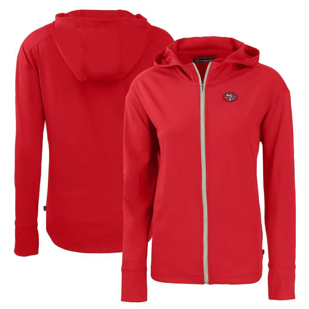San Francisco 49ers Cutter & Buck Women's Throwback Daybreak Eco Recycled Half-Zip Hoodie | NFL Outlet