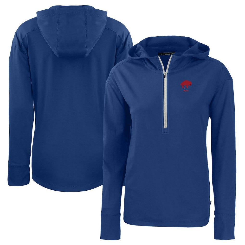 Buffalo Bills Cutter & Buck Women's Throwback Daybreak Eco Recycled Half-Zip Hoodie | NFL New