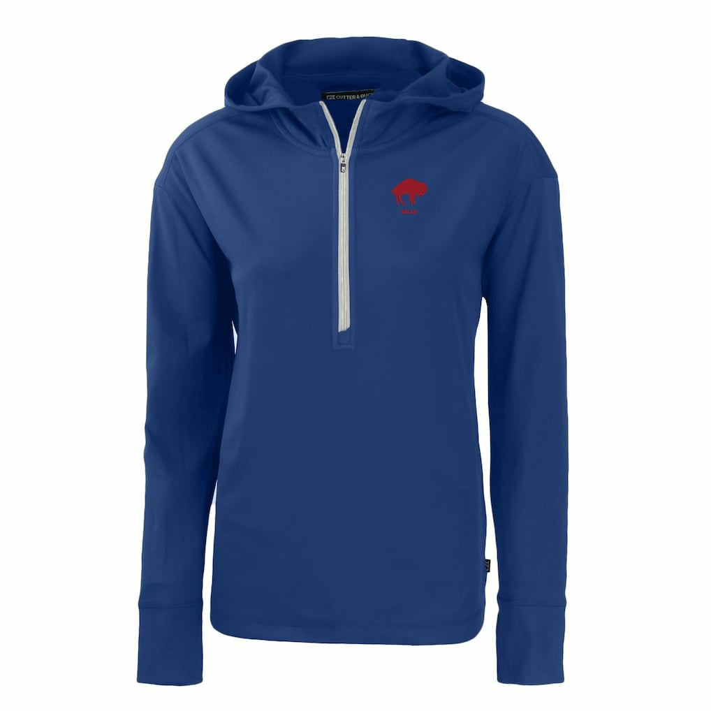 Buffalo Bills Cutter & Buck Women's Throwback Daybreak Eco Recycled Half-Zip Hoodie | NFL New