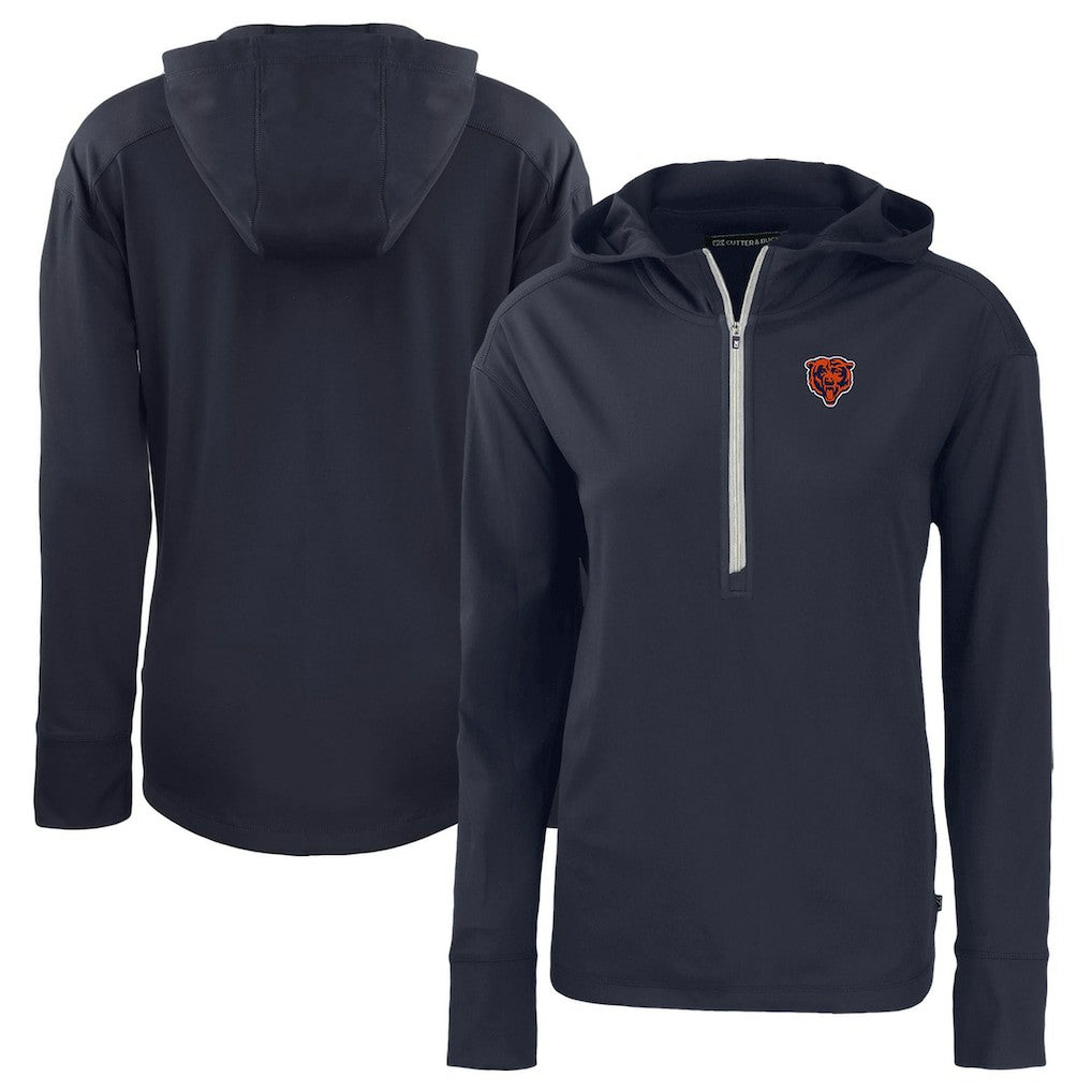 Chicago Bears Cutter & Buck Women's Throwback Daybreak Eco Recycled Half-Zip Hoodie | NFL Sale