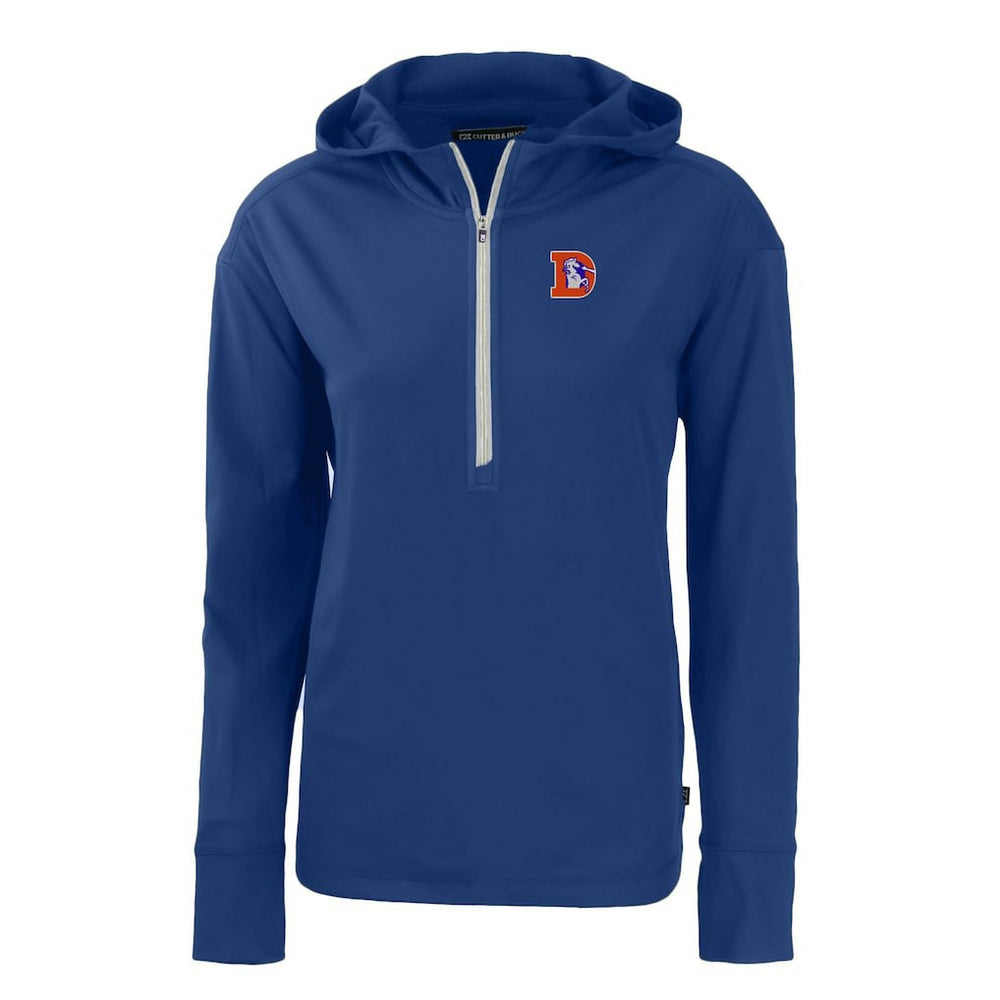 Denver Broncos Cutter & Buck Women's Throwback Daybreak Eco Recycled Half-Zip Hoodie | NFL New