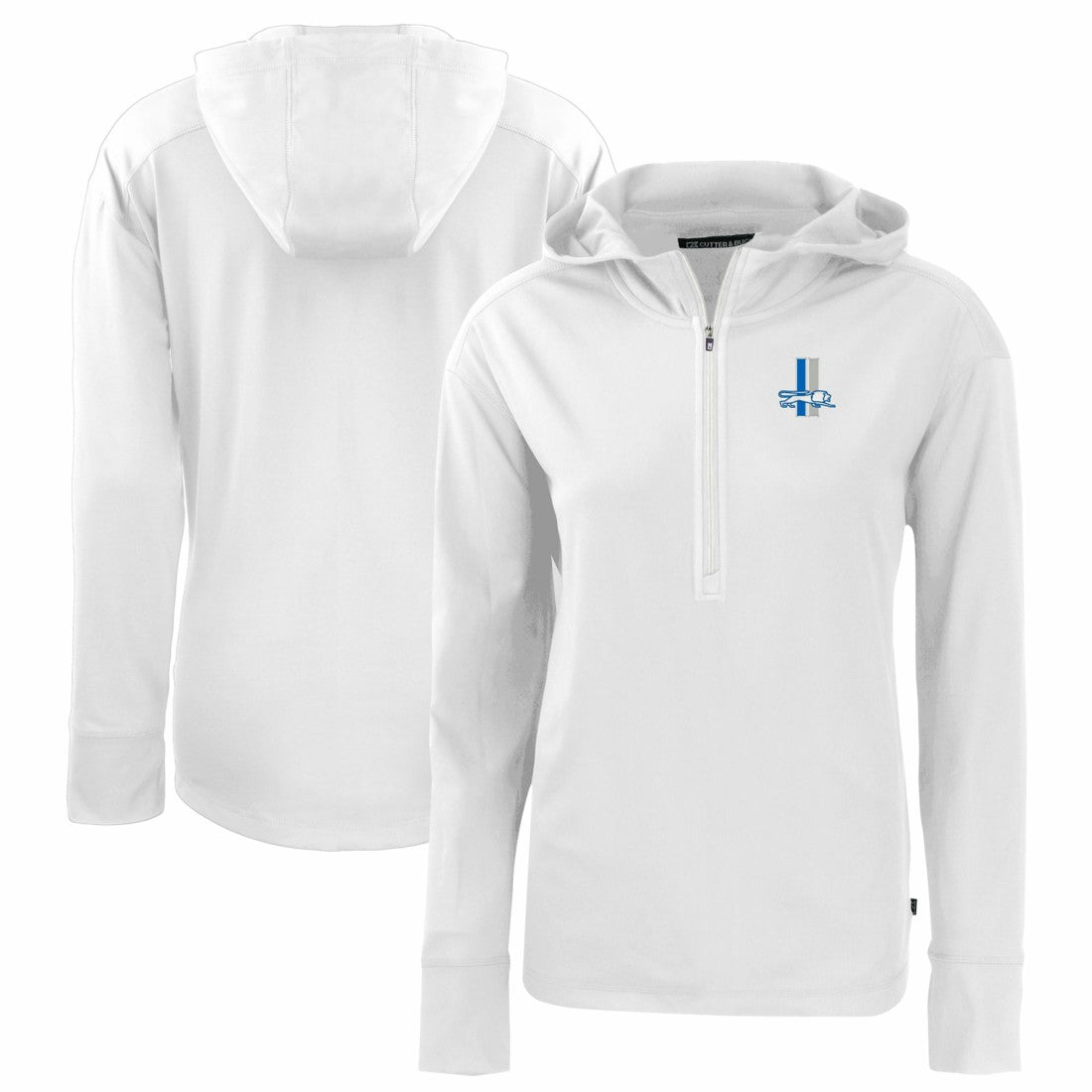 Detroit Lions Cutter & Buck Women's Throwback Daybreak Eco Recycled Half-Zip Hoodie | NFL Outlet
