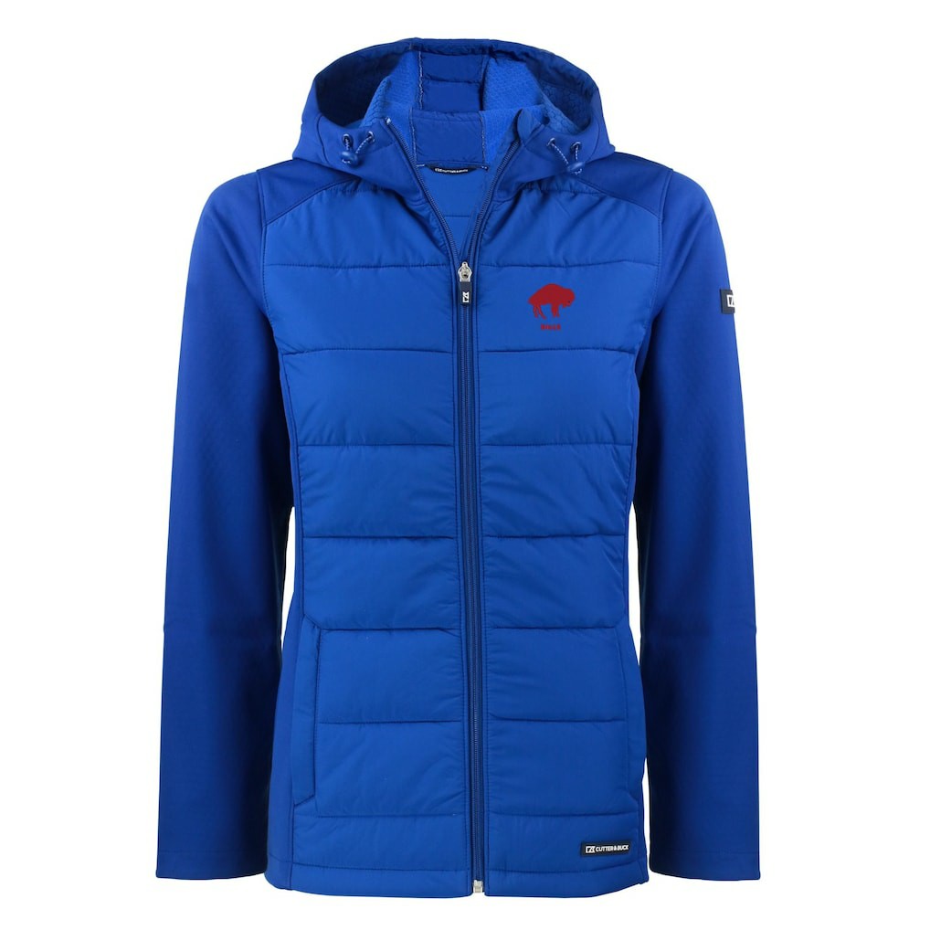 Buffalo Bills Cutter & Buck Women's Throwback Evoke Hybrid Eco Softshell Recycled Full-Zip Hoodie Jacket | NFL Hot