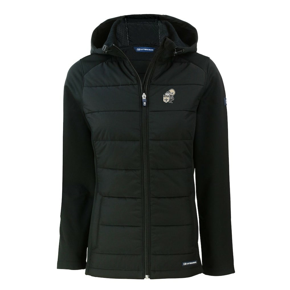 New Orleans Saints Cutter & Buck Women's Throwback Evoke Hybrid Eco Softshell Recycled Full-Zip Hoodie Jacket | NFL Outlet