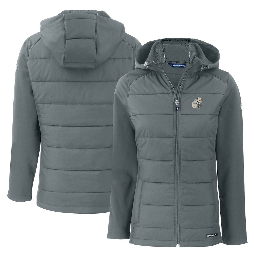 New Orleans Saints Cutter & Buck Women's Throwback Evoke Hybrid Eco Softshell Recycled Full-Zip Hoodie Jacket | NFL Outlet