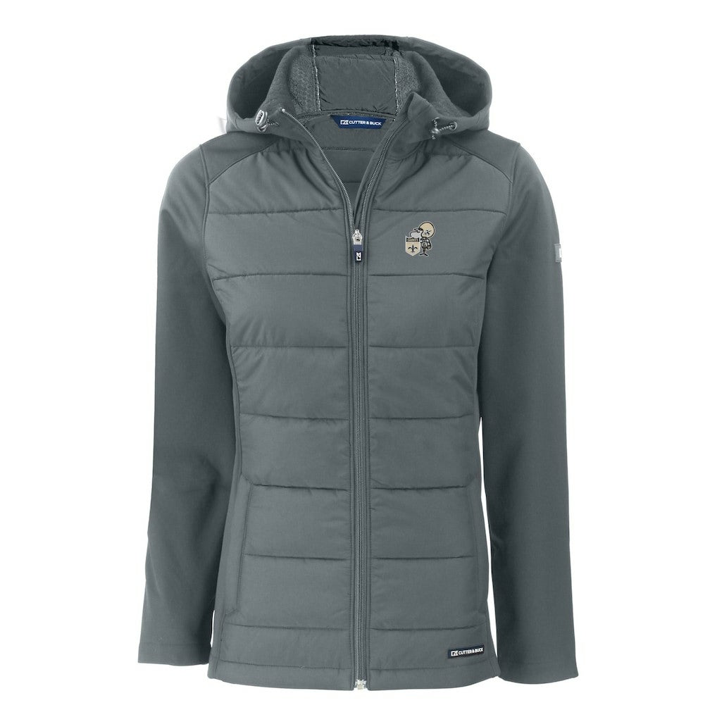 New Orleans Saints Cutter & Buck Women's Throwback Evoke Hybrid Eco Softshell Recycled Full-Zip Hoodie Jacket | NFL Outlet