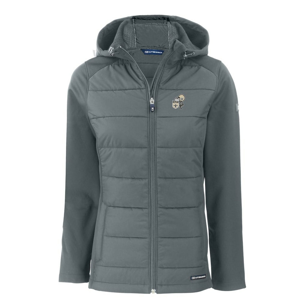 New Orleans Saints Cutter & Buck Women's Throwback Evoke Hybrid Eco Softshell Recycled Full-Zip Hoodie Jacket | NFL Outlet