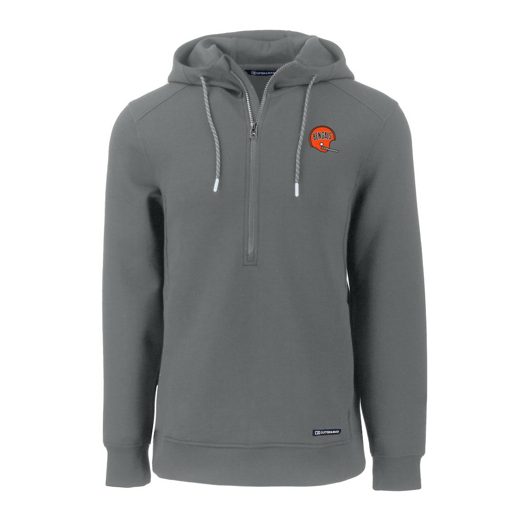 Cincinnati Bengals Cutter & Buck Throwback Roam Eco Half-Zip Recycled Pullover Hoodie | NFL Sale