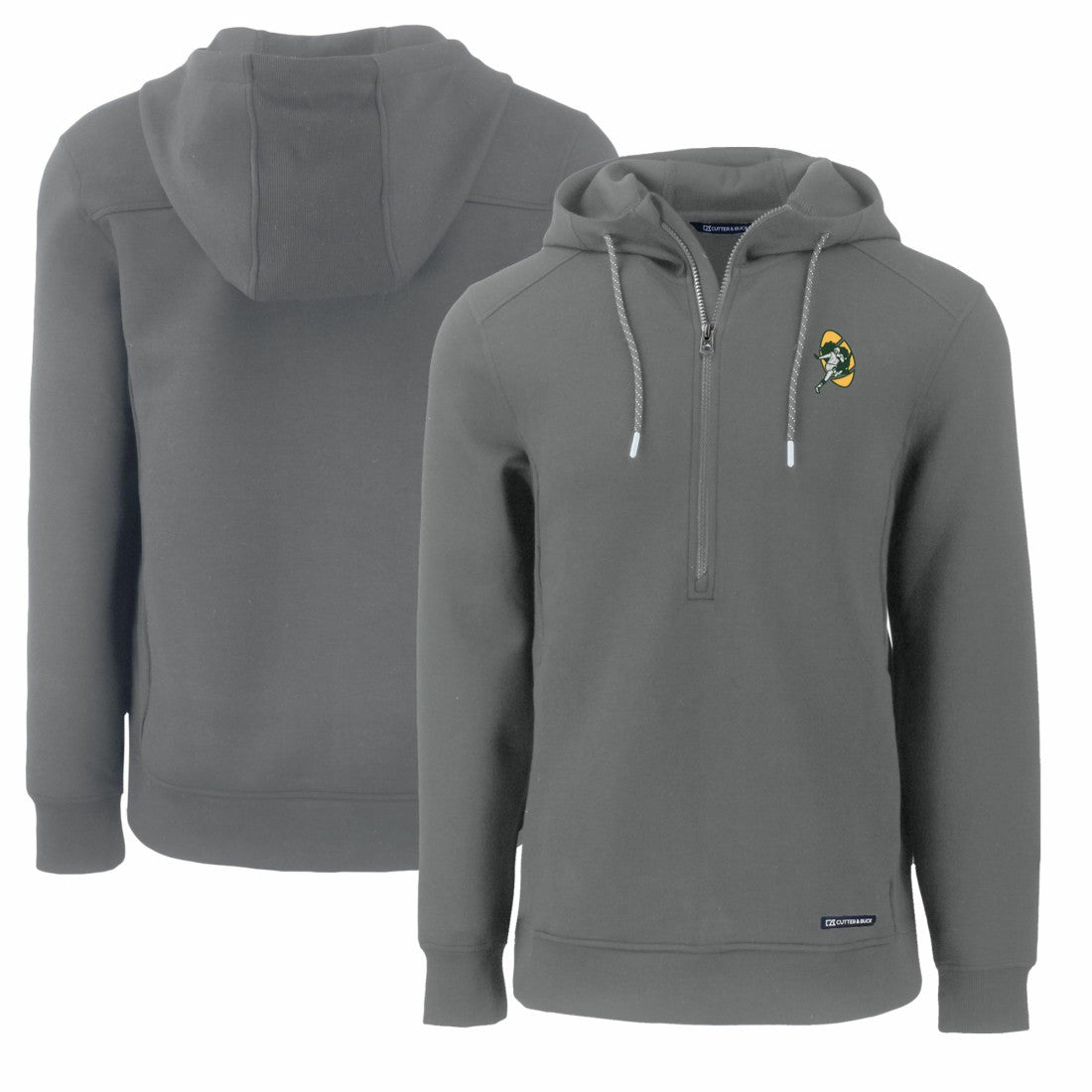 Green Bay Packers Cutter & Buck Throwback Roam Eco Half-Zip Recycled Pullover Hoodie | NFL Outlet