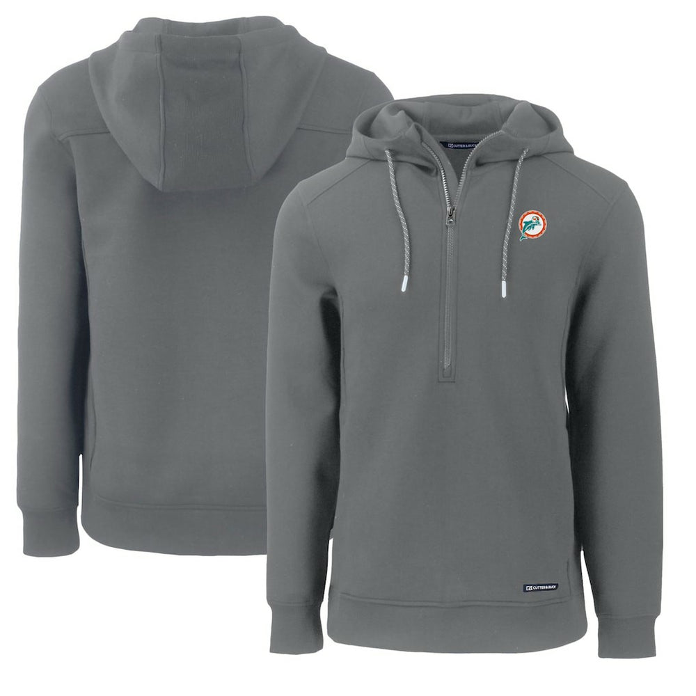 Miami Dolphins Cutter & Buck Throwback Roam Eco Half-Zip Recycled Pullover Hoodie | NFL US