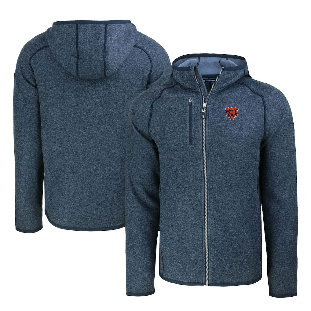 Chicago Bears Cutter & Buck Throwback Mainsail Sweater-Knit Full-Zip Hoodie | NFL Near me