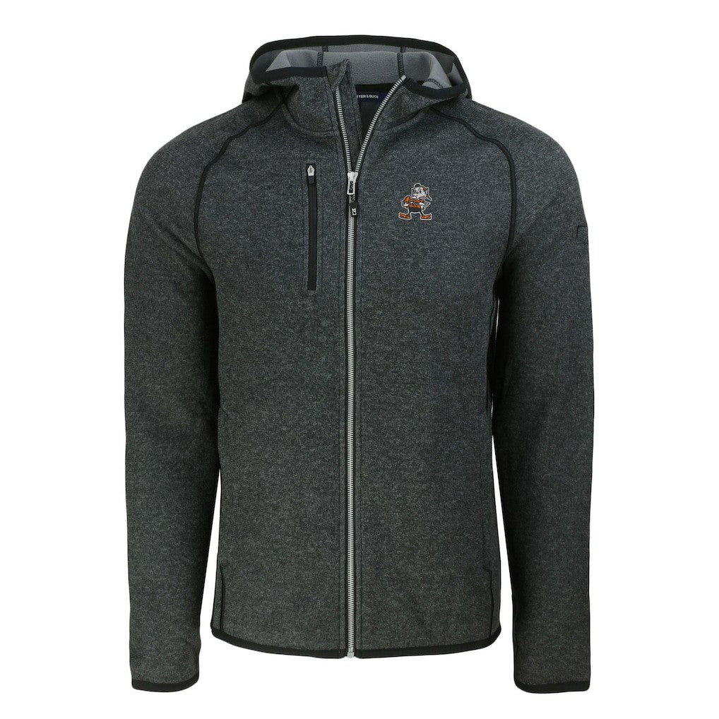 Cleveland Browns Cutter & Buck Throwback Mainsail Sweater-Knit Full-Zip Hoodie | NFL Outlet