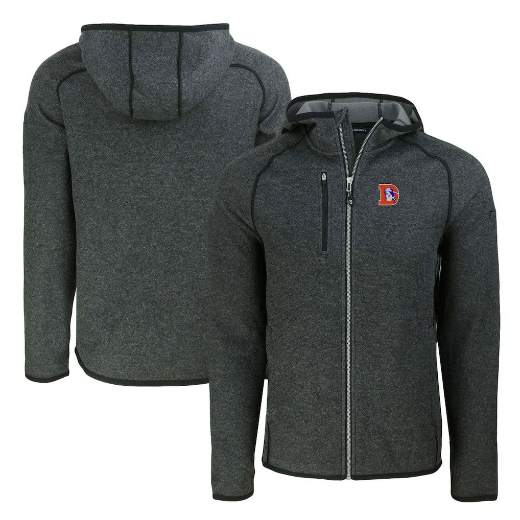 Denver Broncos Cutter & Buck Throwback Mainsail Sweater-Knit Full-Zip Hoodie | NFL Outlet