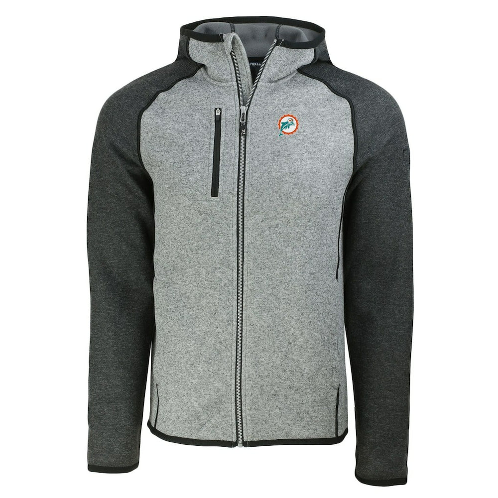 Miami Dolphins Cutter & Buck Throwback Mainsail Sweater-Knit Full-Zip Hoodie | NFL Outlet