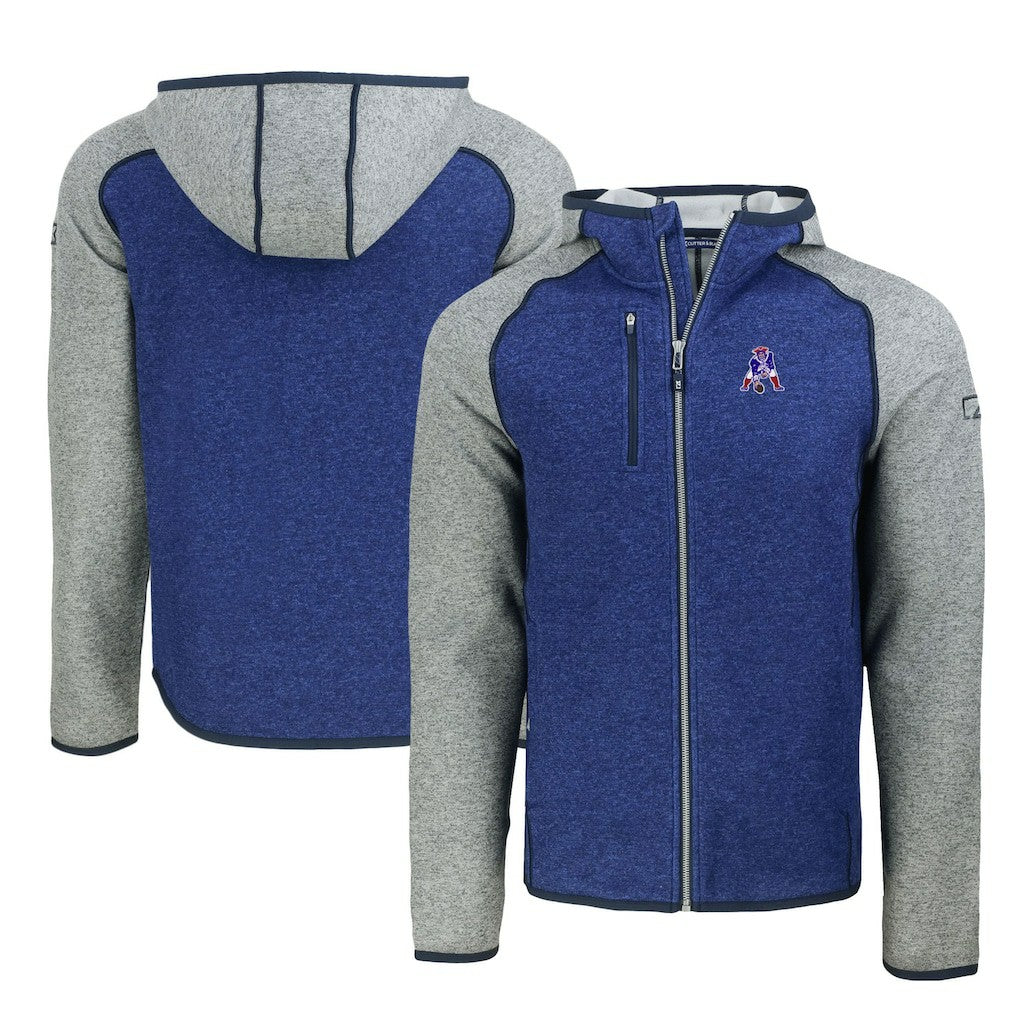 New England Patriots Cutter & Buck Throwback Mainsail Sweater-Knit Full-Zip Hoodie | NFL Hot