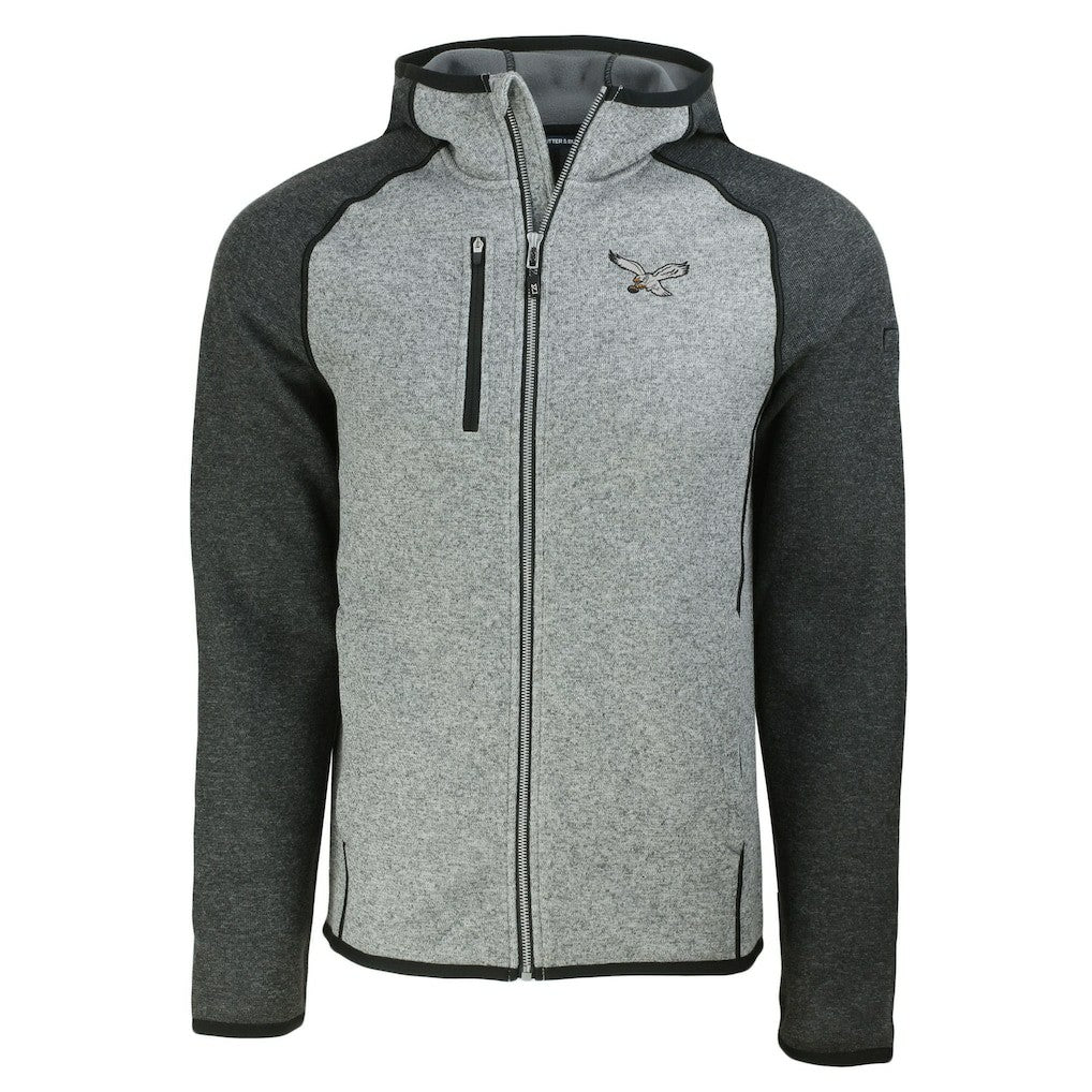 Philadelphia Eagles Cutter & Buck Throwback Mainsail Sweater-Knit Full-Zip Hoodie | NFL Sale