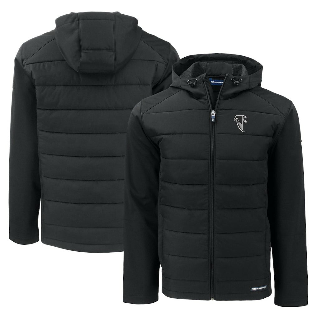 Atlanta Falcons Cutter & Buck Throwback Evoke Hybrid Eco Softshell Recycled Full-Zip Hoodie Jacket | NFL Outlet