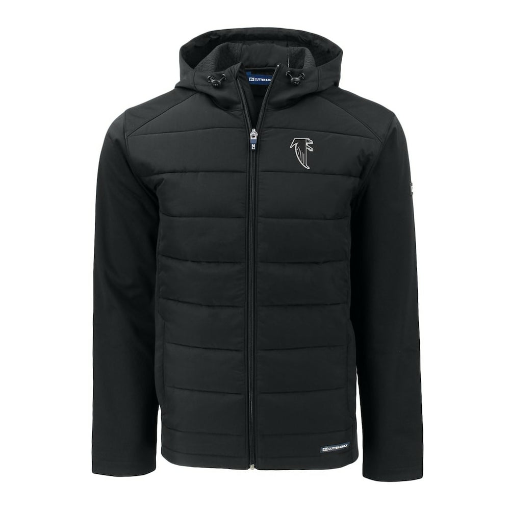 Atlanta Falcons Cutter & Buck Throwback Evoke Hybrid Eco Softshell Recycled Full-Zip Hoodie Jacket | NFL Outlet