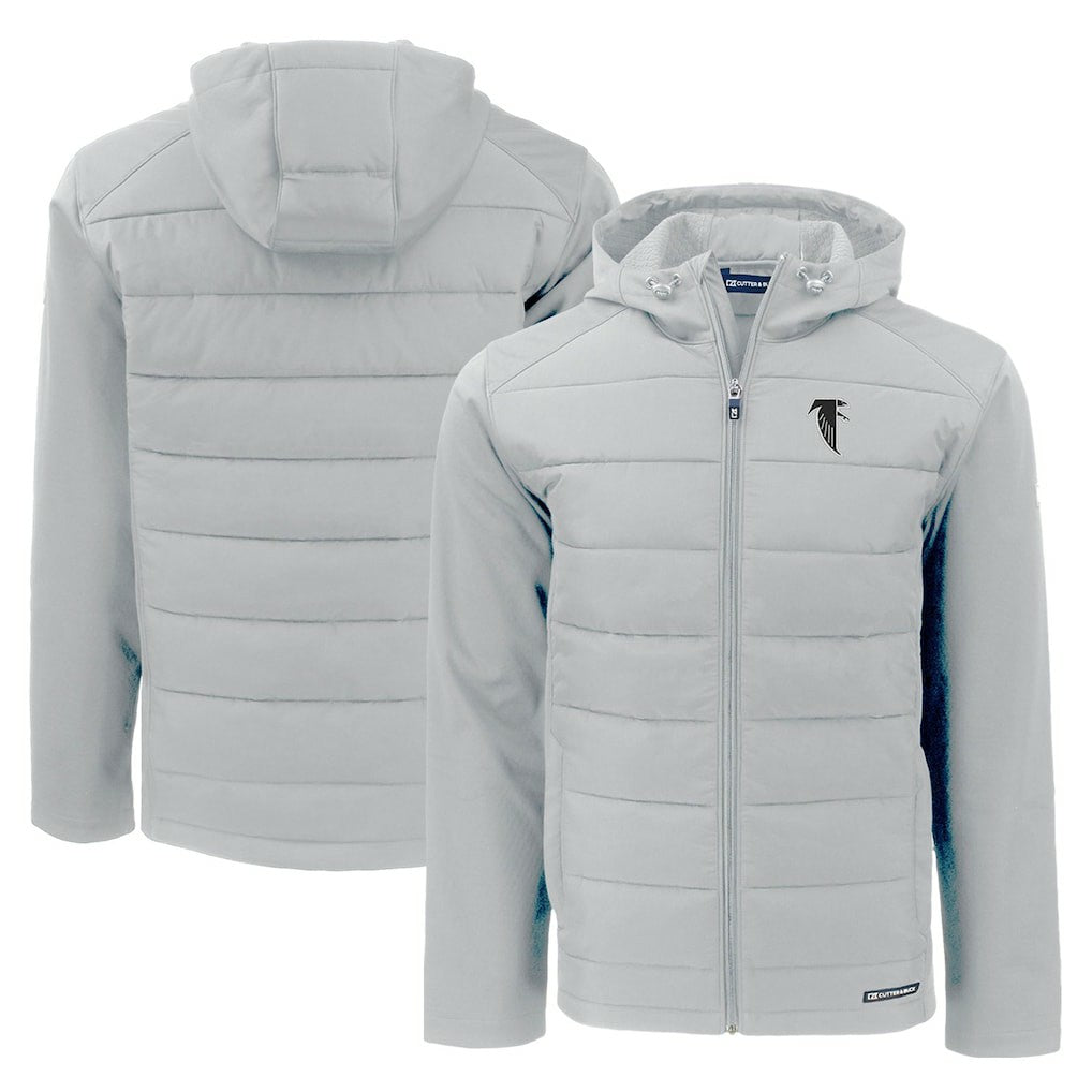 Atlanta Falcons Cutter & Buck Throwback Evoke Hybrid Eco Softshell Recycled Full-Zip Hoodie Jacket | NFL Outlet
