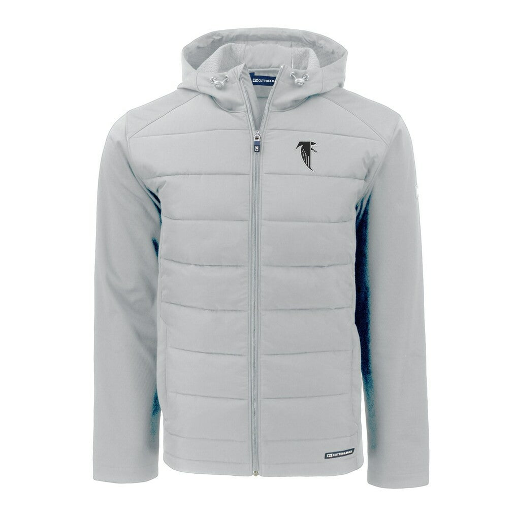 Atlanta Falcons Cutter & Buck Throwback Evoke Hybrid Eco Softshell Recycled Full-Zip Hoodie Jacket | NFL Outlet
