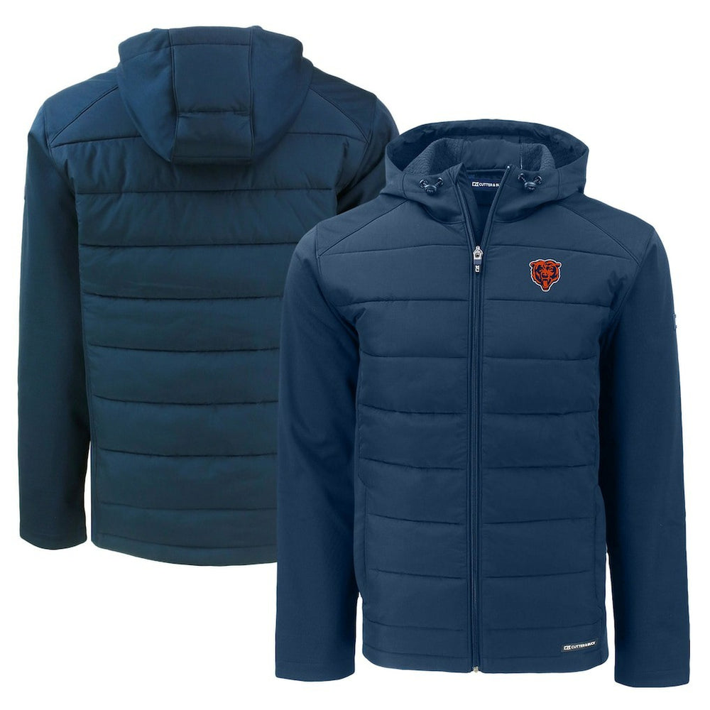 Chicago Bears Cutter & Buck Throwback Evoke Hybrid Eco Softshell Recycled Full-Zip Hoodie Jacket | NFL New