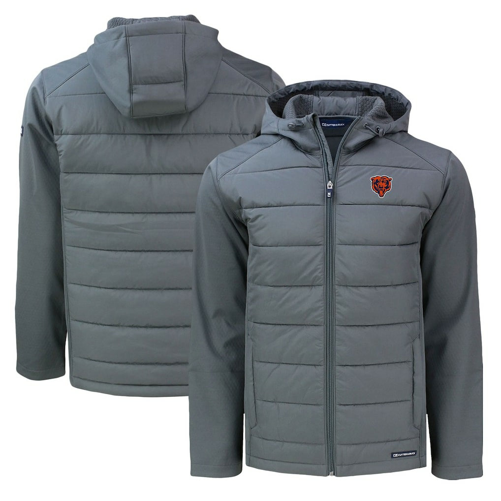 Chicago Bears Cutter & Buck Throwback Evoke Hybrid Eco Softshell Recycled Full-Zip Hoodie Jacket | NFL US