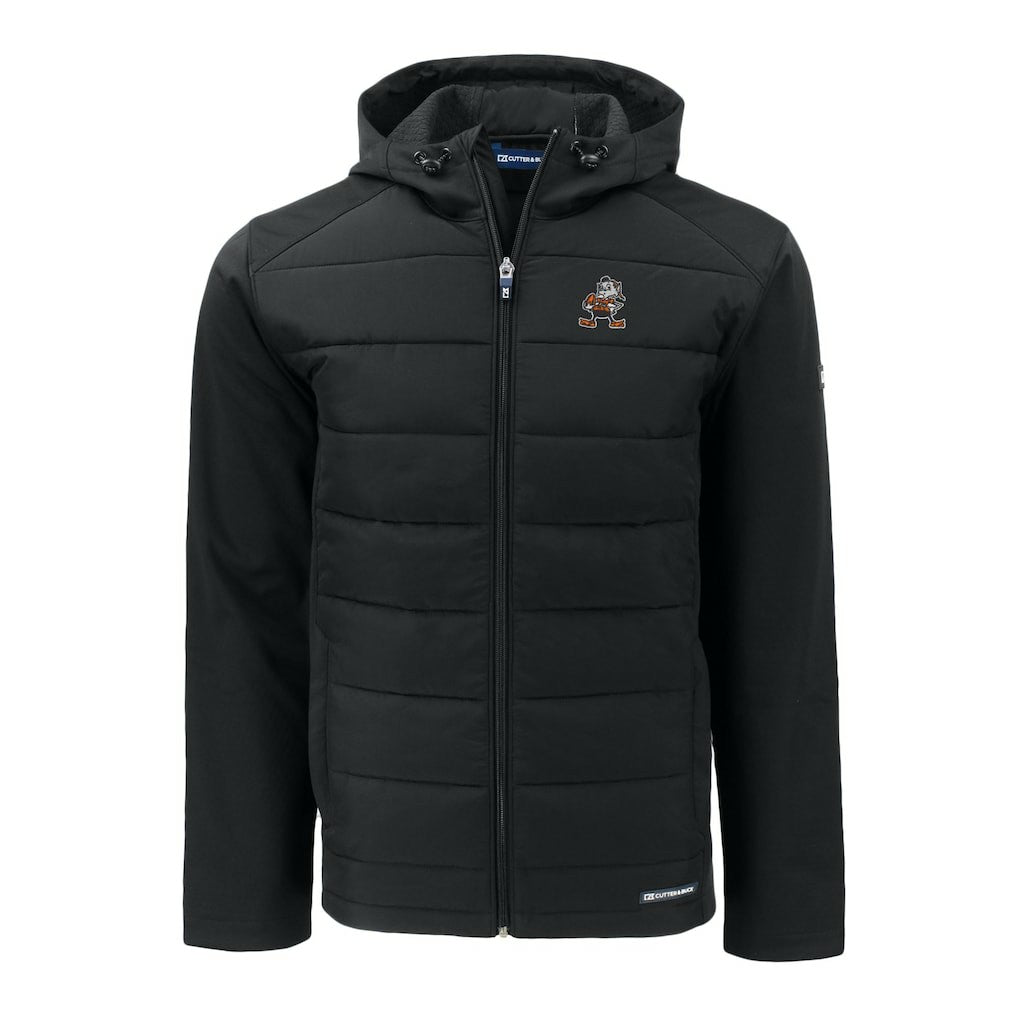 Cleveland Browns Cutter & Buck Throwback Evoke Hybrid Eco Softshell Recycled Full-Zip Hoodie Jacket | NFL Near me