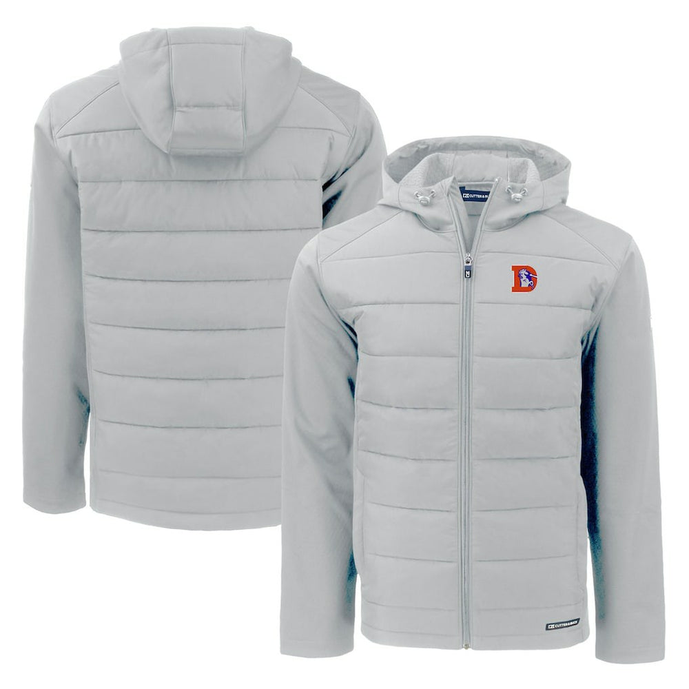 Denver Broncos Cutter & Buck Throwback Evoke Hybrid Eco Softshell Recycled Full-Zip Hoodie Jacket | NFL Near me