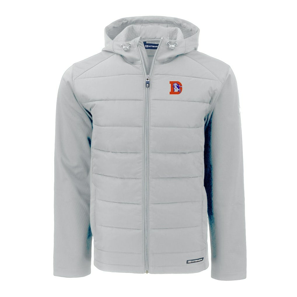 Denver Broncos Cutter & Buck Throwback Evoke Hybrid Eco Softshell Recycled Full-Zip Hoodie Jacket | NFL Near me