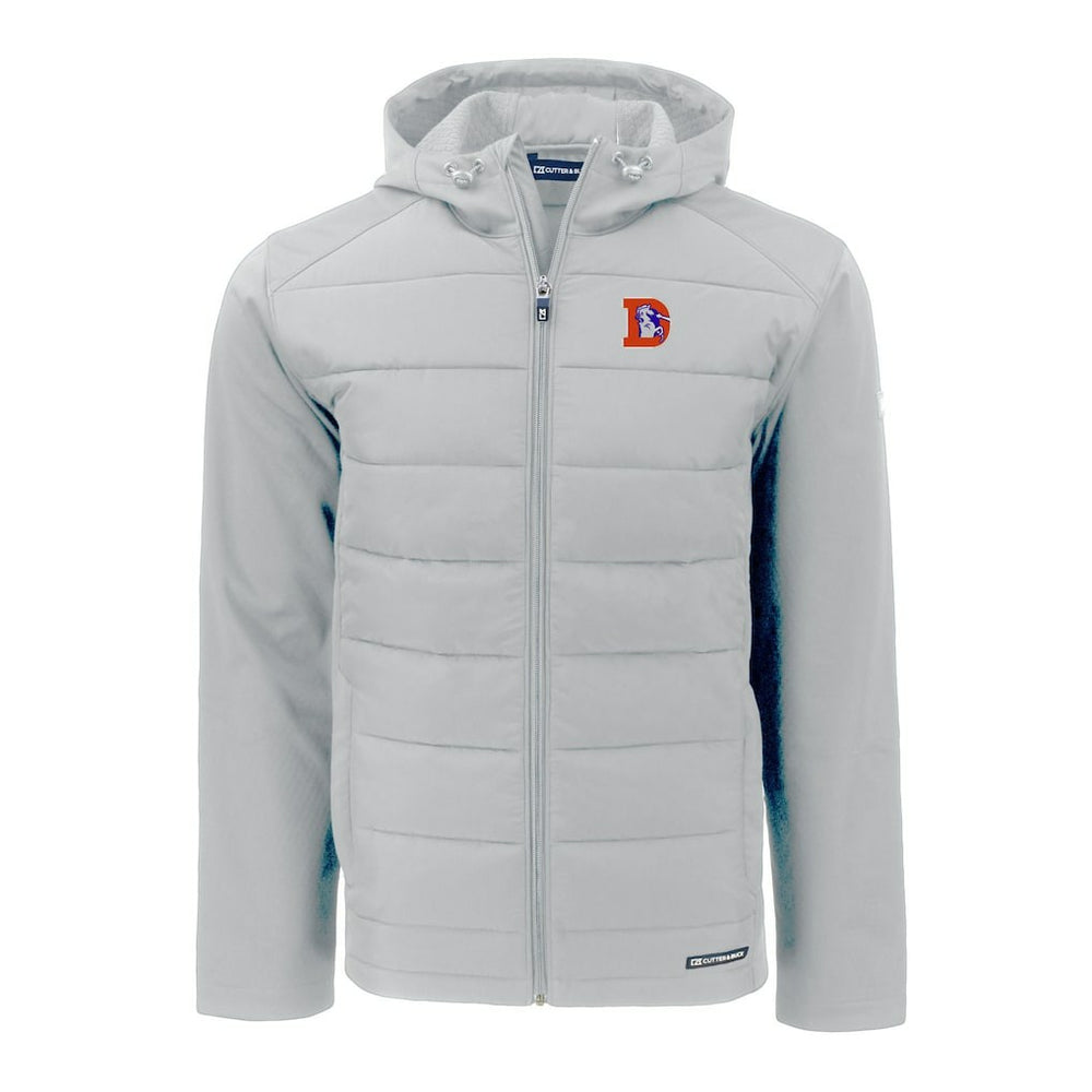 Denver Broncos Cutter & Buck Throwback Evoke Hybrid Eco Softshell Recycled Full-Zip Hoodie Jacket | NFL Near me