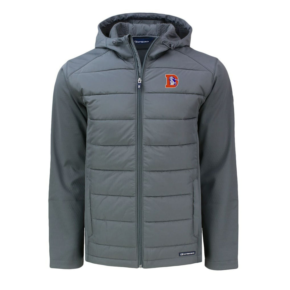 Denver Broncos Cutter & Buck Throwback Evoke Hybrid Eco Softshell Recycled Full-Zip Hoodie Jacket | NFL Near me