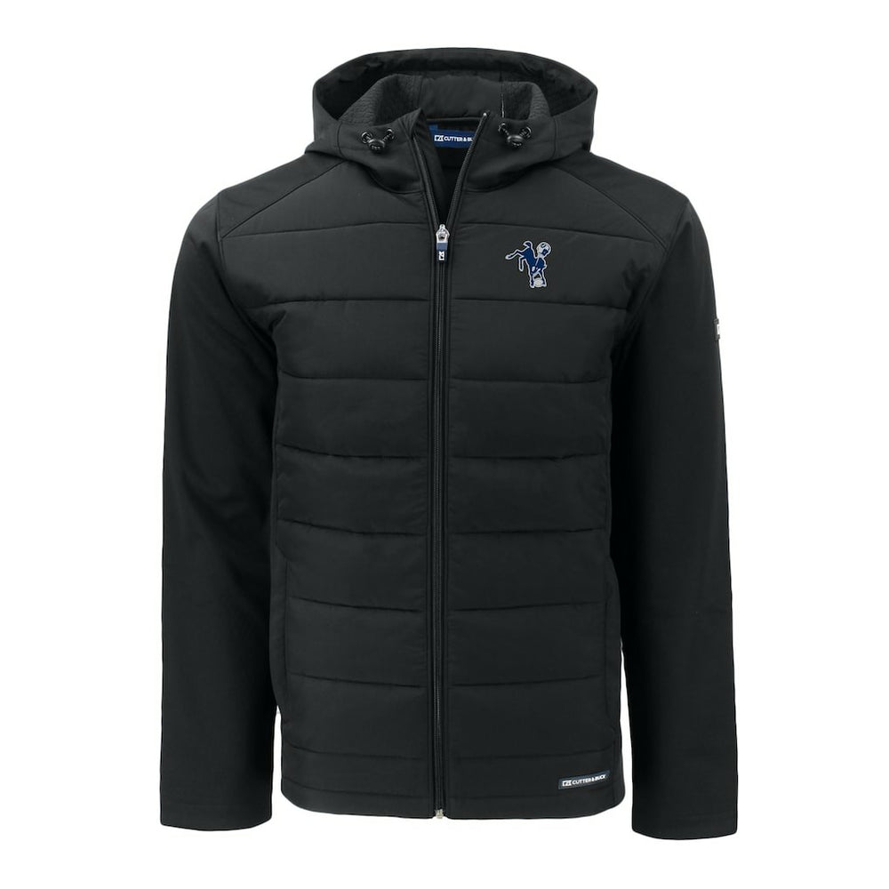 Indianapolis Colts Cutter & Buck Throwback Evoke Hybrid Eco Softshell Recycled Full-Zip Hoodie Jacket | NFL Sale