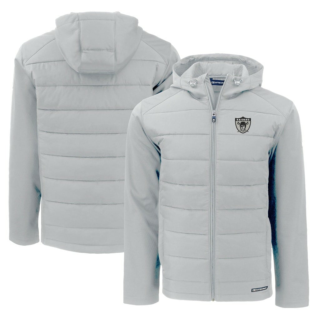Las Vegas Raiders Cutter & Buck Throwback Evoke Hybrid Eco Softshell Recycled Full-Zip Hoodie Jacket | NFL On sale
